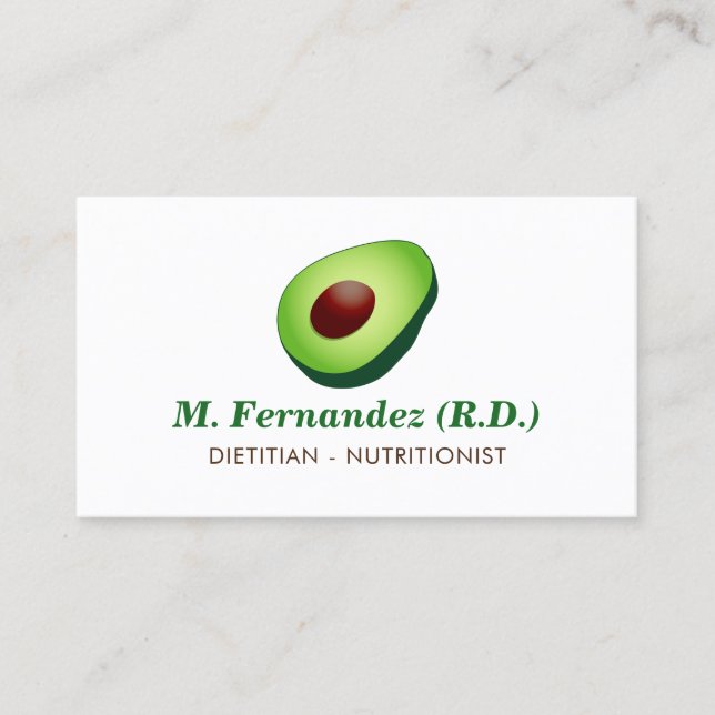 Tarjeta de presentación del logotipo del aguacate  (Anverso)