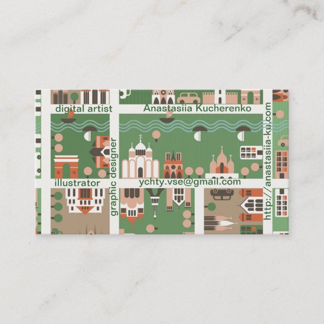 tarjeta de presentación del mapa del dibujo (Anverso)