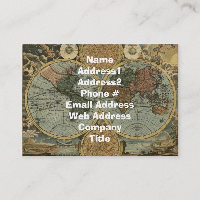 Tarjeta de presentación del mapa del mundo antiguo (Anverso)