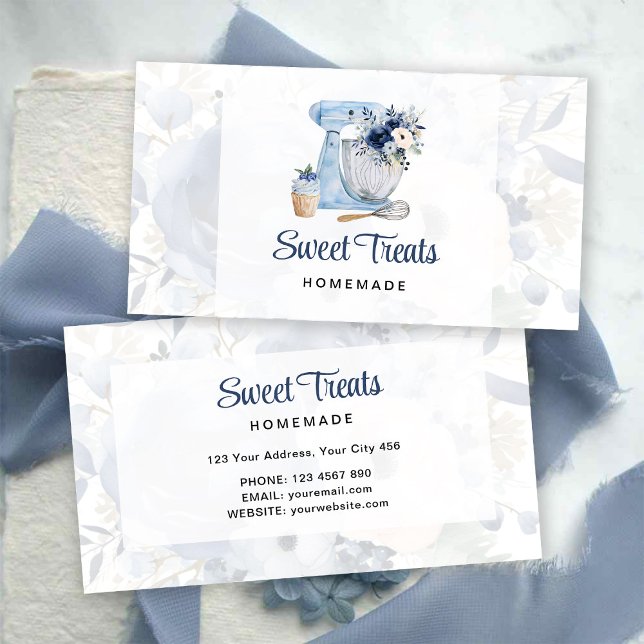 Tarjeta de presentación del mezclador floral azul (Subido por el creador)