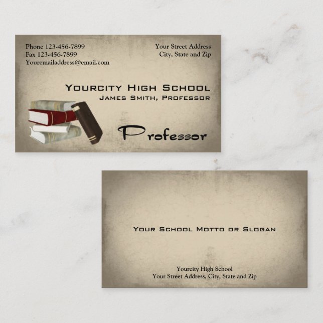 Tarjeta de presentación del profesor (Anverso / Reverso)
