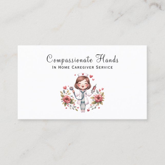 Tarjeta de presentación del servicio de enfermería (Anverso)