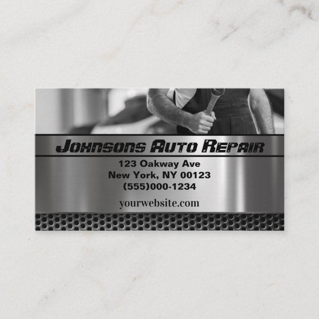 Tarjeta de presentación del servicio de reparación (Anverso)