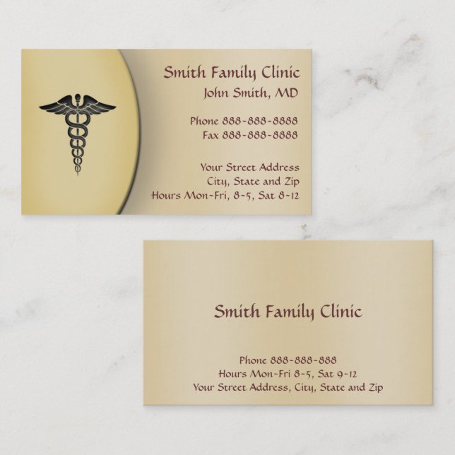 Tarjeta de presentación del símbolo médico del Méd (Anverso / Reverso)