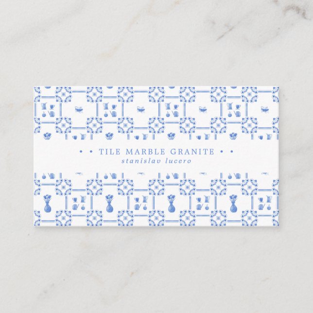 Tarjeta de presentación Delft Blue and White Tile (Anverso)