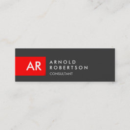 Tarjeta de presentación delgada monograma gris de