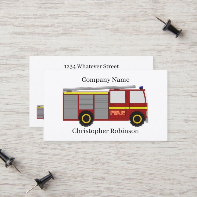 Tarjeta De Presentación Diseño de camión de bomberos (Anverso/Reverso In Situ)