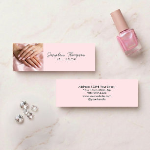 Tarjeta De Presentación Diseño de foto para salón de uñas rosa Mini Blush