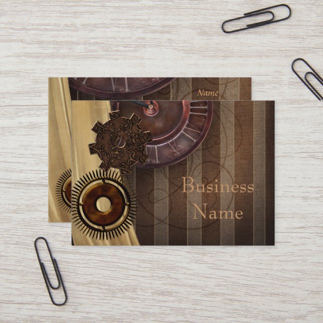 Tarjeta de presentación Diseño de Zizzago Steampun (Anverso/Reverso In Situ)