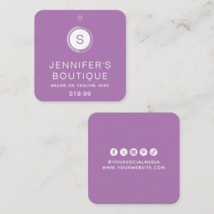Tarjeta De Presentación Diseño Moderno de Marca de Boutique Morado y Blanc
