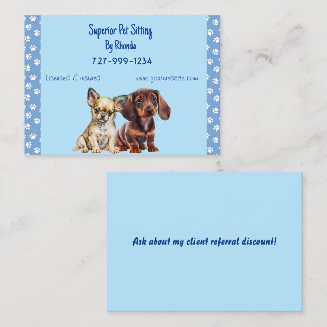 Tarjeta De Presentación Dog Walker Business Card (Anverso / Reverso)