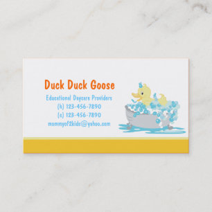 Tarjeta De Presentación Duck en guardería de la tina o cualquier plantill