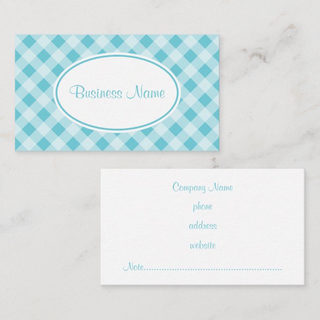 Tarjeta de presentación Dusty Blue Gingham Pattern (Anverso / Reverso)