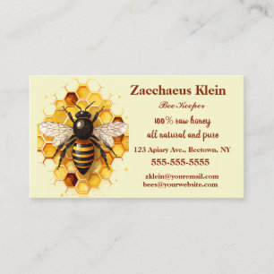 Tarjeta de presentación editable Honey Bee Keeper