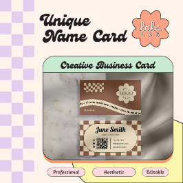 Tarjeta de presentación editable Mocha Groovy para