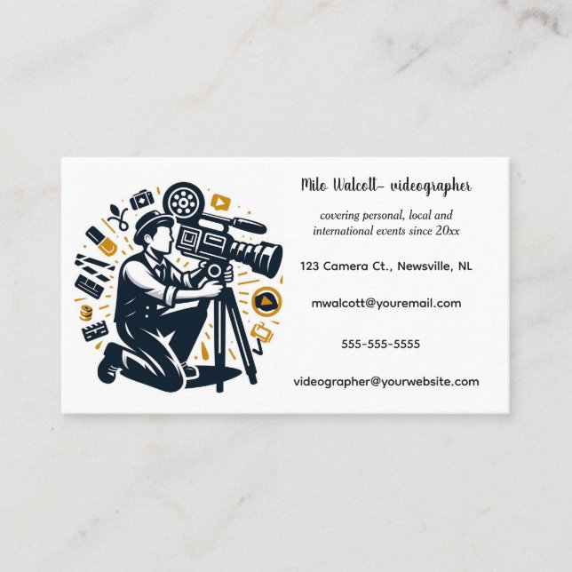 Tarjeta de presentación editable para fotógrafos (Anverso)