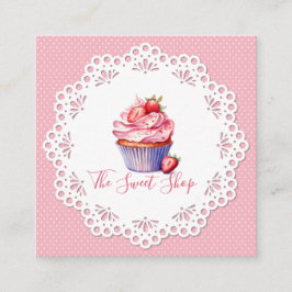 Tarjeta De Presentación Editable Pink Bakery Business Card | 2.5" Square