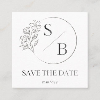 Tarjeta De Presentación Elegant Save the Date Wedding Calling Card Minimal