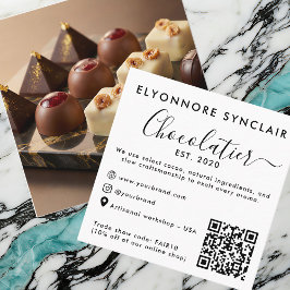 Tarjeta De Presentación Elegant Script Chocolatier Brand Photo QR Code