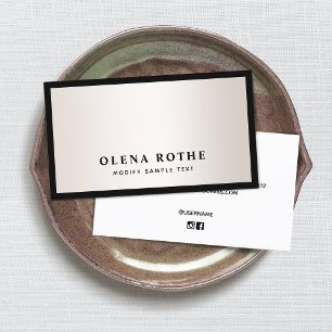 Tarjeta De Presentación Elegante Black Border Satin Gold Profesional