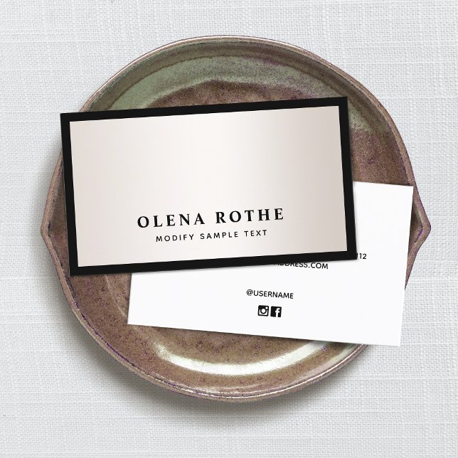 Tarjeta De Presentación Elegante Black Border Satin Gold Profesional (Subido por el creador)