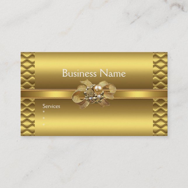 Tarjeta de presentación Elegante Bows de Oro Tile  (Anverso)
