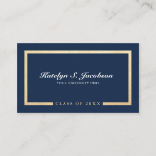 Tarjeta De Presentación Elegante clase de graduación de moda azul dorado d