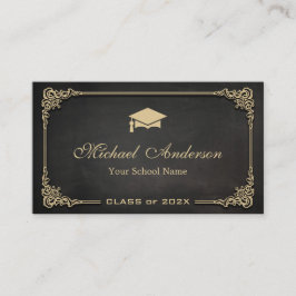 Tarjeta De Presentación Elegante clase de oro negro de estudiante graduado