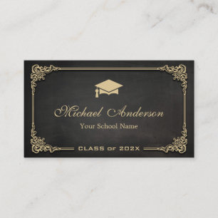 Tarjeta De Presentación Elegante clase de oro negro de estudiante graduado
