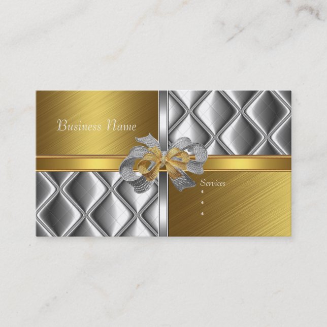 Tarjeta de presentación elegante con arco dorado p (Anverso)