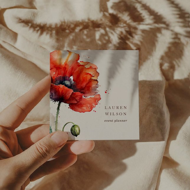 Tarjeta de presentación elegante de flor de amapol (Subido por el creador)