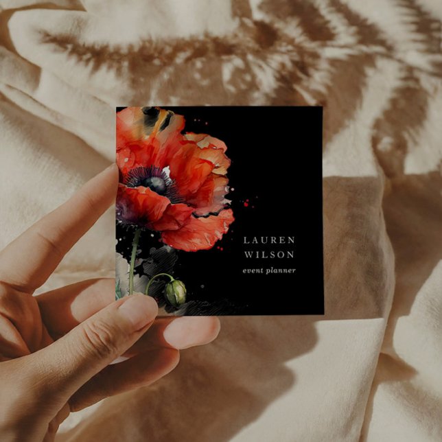 Tarjeta de presentación elegante de flor de amapol (Subido por el creador)