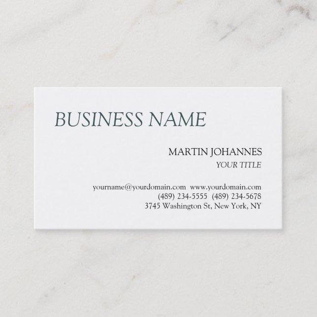 Tarjeta de presentación elegante en blanco negro g (Anverso)