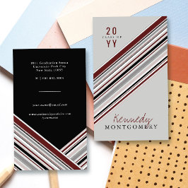 Tarjeta De Presentación Elegante Graduado Moderno Preppy de Rayas Marrones