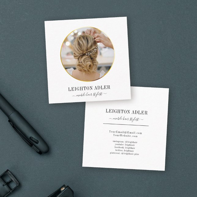 Tarjeta De Presentación Elegante guión moderno de Moda estilo pelo dorado (Subido por el creador)
