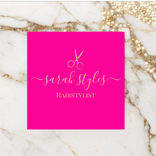 Tarjeta De Presentación Elegante Hairstylista De Oro Rosa minimalista