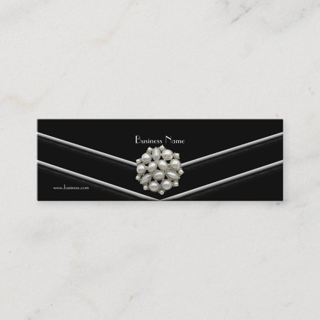 Tarjeta de Presentación Elegante Joya Perla Negra  (Anverso)