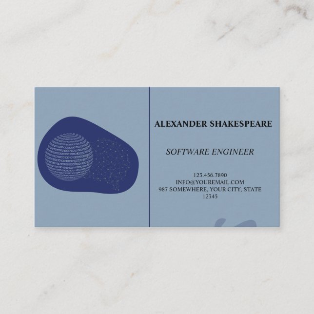 Tarjeta de presentación elegante/moderna/azul de i (Anverso)