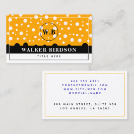 Tarjeta De Presentación Elegante Naranja blanco negro monograma inicial
