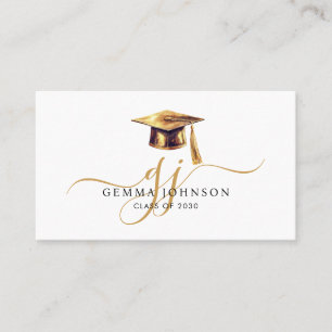 Tarjeta De Presentación Elegante nombre de graduación Monograma dorado Tar