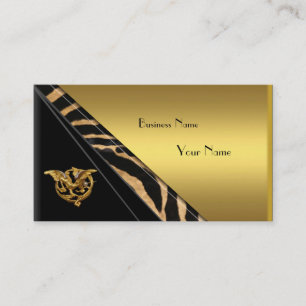 Tarjeta de presentación elegante oro negro Jewel W
