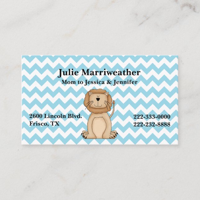 Tarjeta De Presentación Elegante Personalizado Lion y Chevron Personalizad (Anverso)