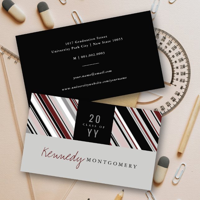 Tarjeta De Presentación Elegante preppy Brown Pin Stripes Graduado moderno (Stylish Preppy Brown Pin Stripes Modern Graduate Name Card / Calling Card @ zazzle.com/color_therapy)