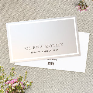 Tarjeta De Presentación Elegante profesional de borde blanco gris plateado