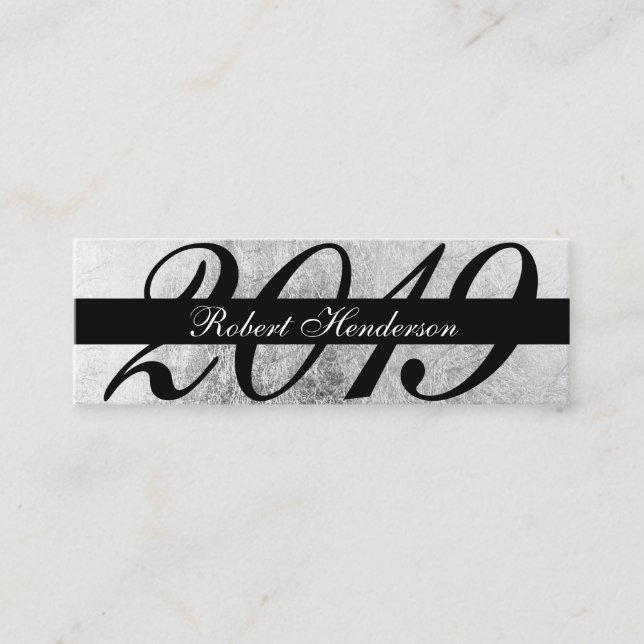 Tarjeta De Presentación Elegante Relieve metalizado negro y plateado inser (Anverso)