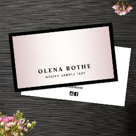 Tarjeta De Presentación Elegante Rosa Gold Professional Black Border