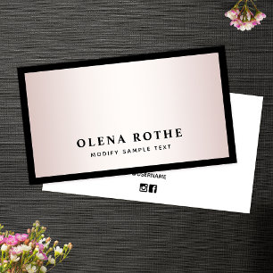 Tarjeta De Presentación Elegante Rosa Gold Professional Black Border