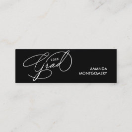 Tarjeta De Presentación Elegante Script Grad Name Class Detalles Negro