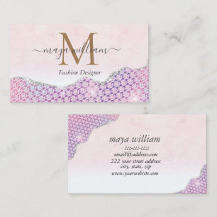 Tarjeta De Presentación Elegante sirena Edges Purpurina rosa Agate