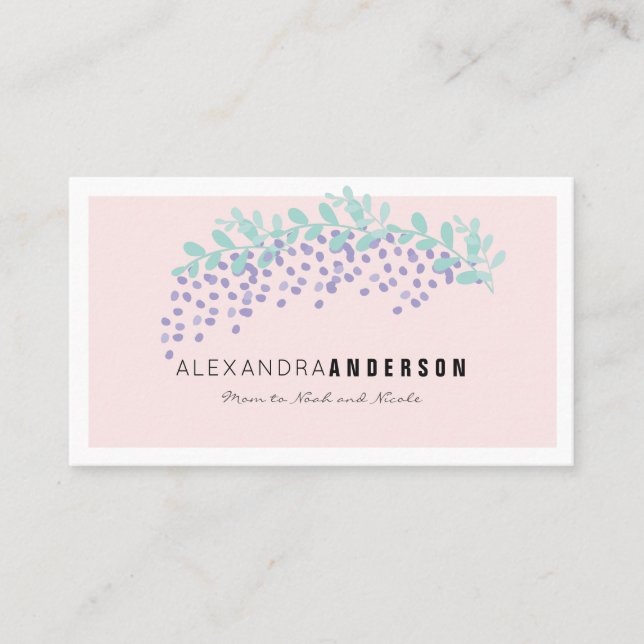 Tarjeta De Presentación Elegante Wisteria Rubor Pink Mommy Business Card (Anverso)